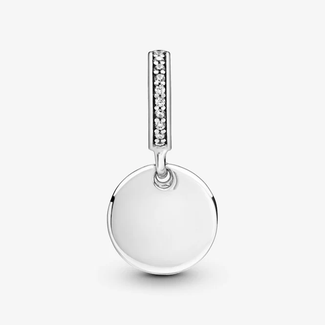 Engravable Silver Heart Disc Dangle Charms - Image 2