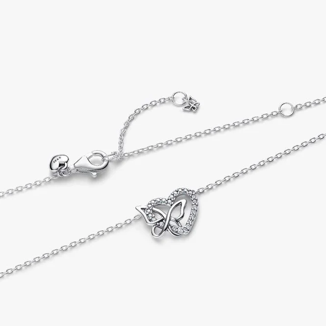 Entwined Heart & Butterfly Pendant Necklace - Image 2
