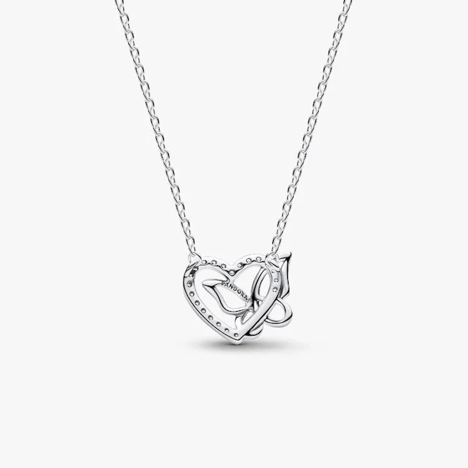 Entwined Heart & Butterfly Pendant Necklace - Image 4