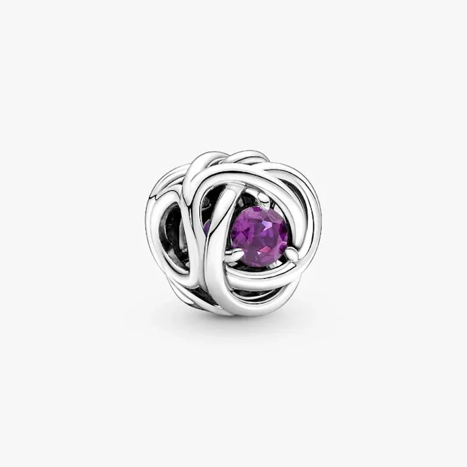 February Birthstone Eternity Circle Charms