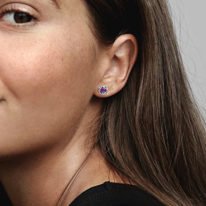 February Birthstone Eternity Circle Stud Earrings - Image 2