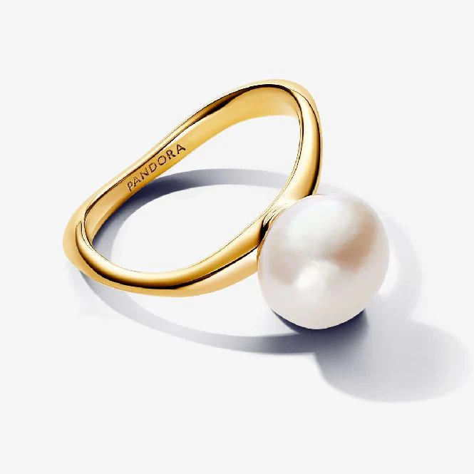 Gold Baroque Treated Freshwater Cultured Pearl Ring, Size 50 - Image 2