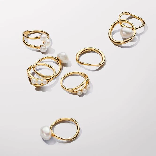 Gold Baroque Treated Freshwater Cultured Pearl Ring, Size 50 - Image 3