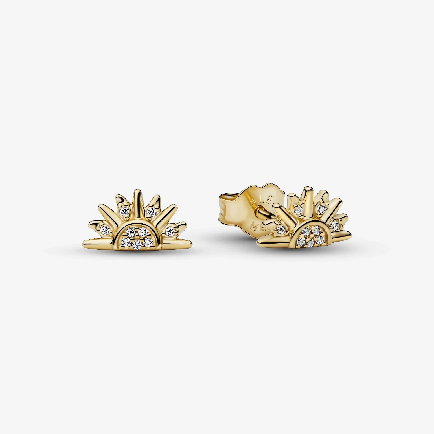 Gold Celestial Sparkling Sun Stud Earrings