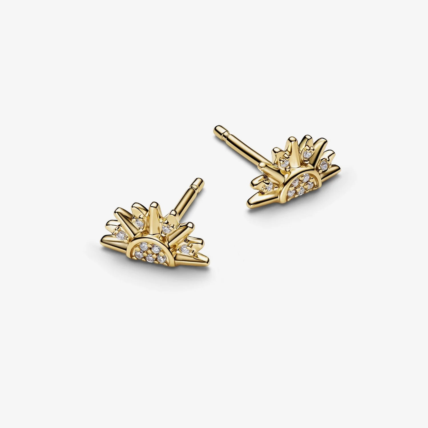 Gold Celestial Sparkling Sun Stud Earrings - Image 2