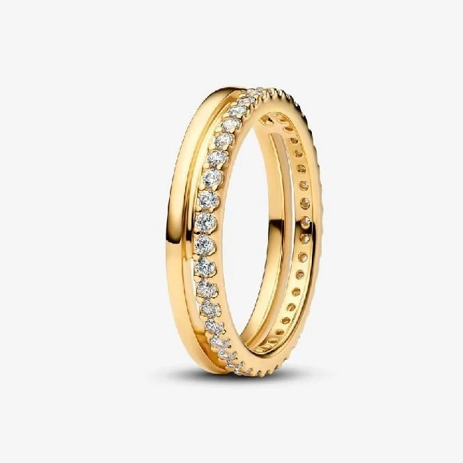 Gold Double Band Ring, Size 50