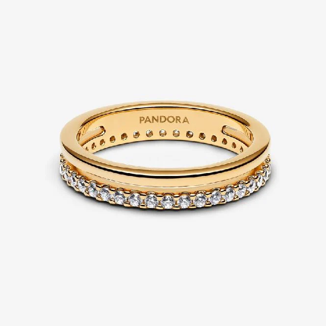 Gold Double Band Ring, Size 50 - Image 3