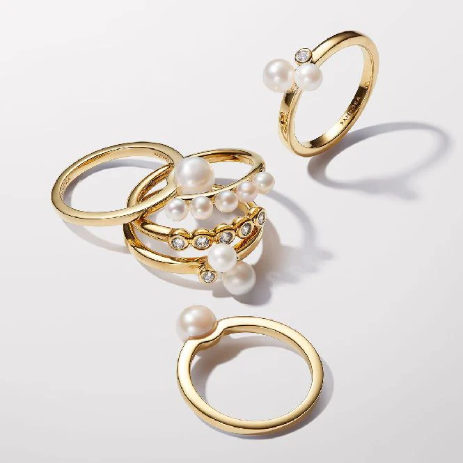 Gold Duo Treated Freshwater Cultured Pearls Ring, Size 52 - Image 4