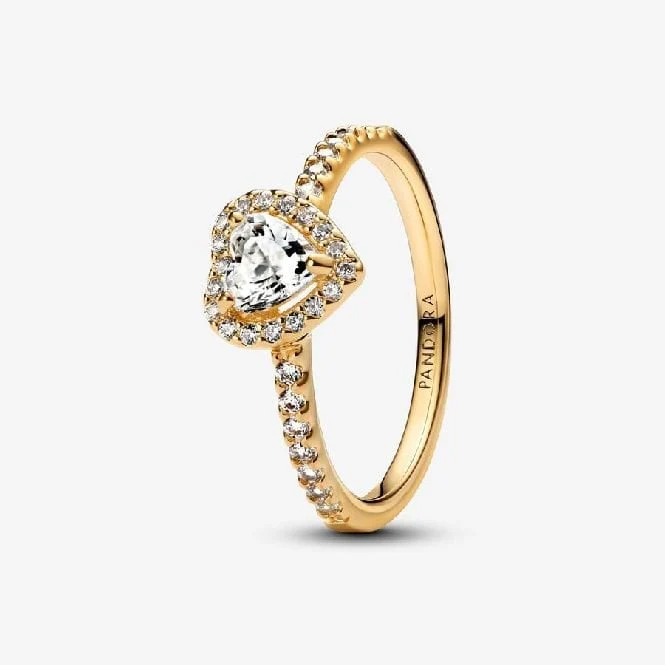 Gold Elevated Heart Ring, Size 54