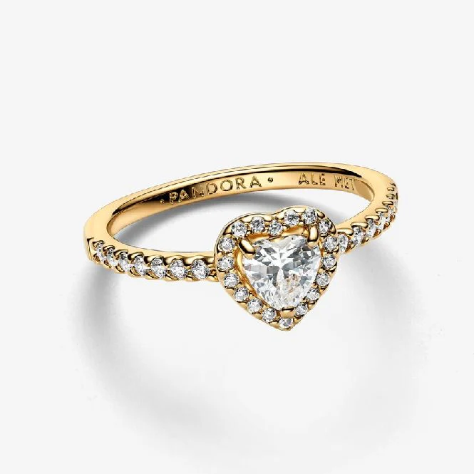 Gold Elevated Heart Ring, Size 52 - Image 2