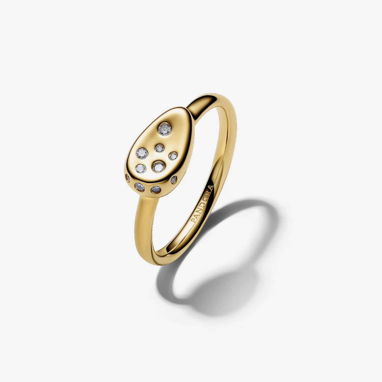 Gold Medium Stone-Set Oval Signet Ring, Size 60 - Image 2