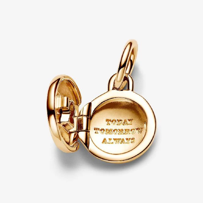 Gold Openable & Engravable Love Locket Dangle Charms - Image 2