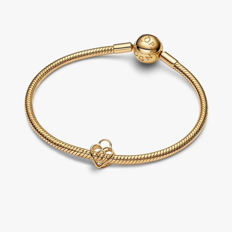 Gold Openwork Heart Padlock Charms - Image 4