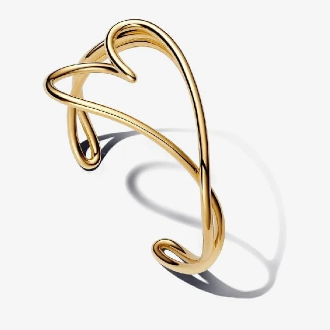 Gold Organically Shaped Heart Bangle, 19cm