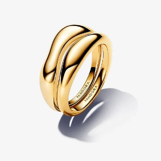 Gold Organically Shaped Stacking Rings, Size 48