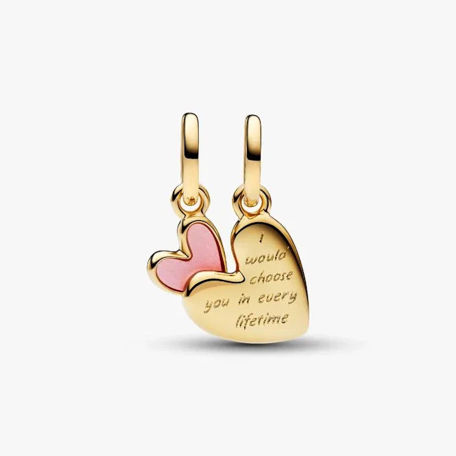 Gold Pink Mother & Daughter Splittable Dangle Charms - Image 4