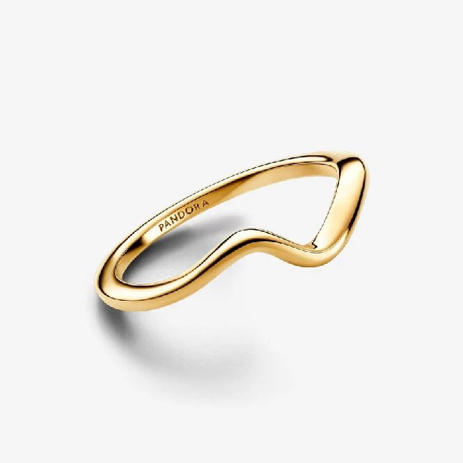 Gold Polished Wave Ring, Size 54 - Image 2