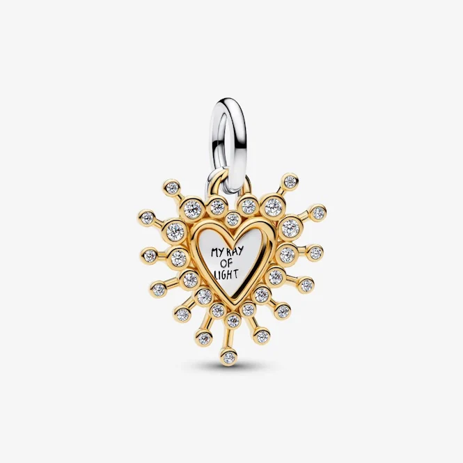 Gold Radiant Heart Double Dangle Charms