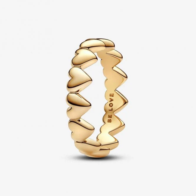 Gold Row of Hearts Ring, Size 52