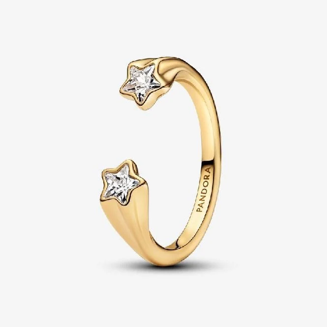 Gold Shooting Stars Open Ring, Size 48