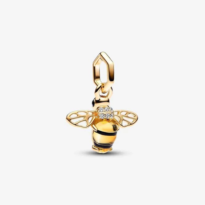 Gold Sparkling Bee Dangle Charms