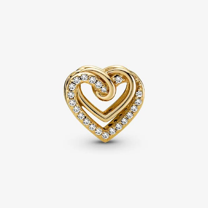 Gold Sparkling Entwined Hearts Charms - Image 4