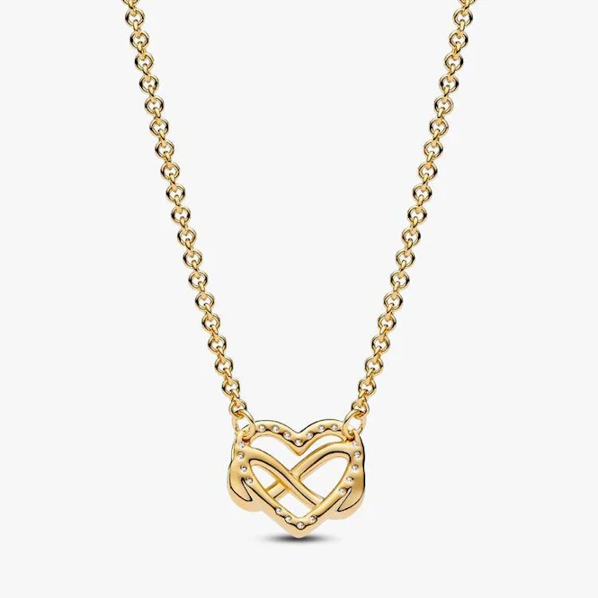 Gold Sparkling Infinity Heart Collier Necklace, 50cm - Image 4