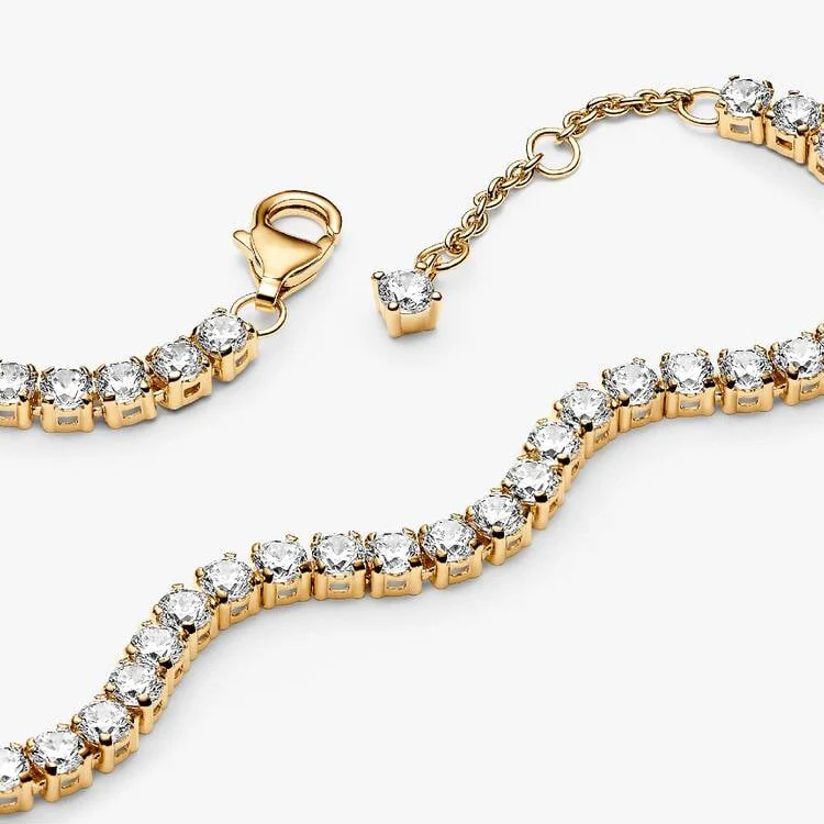 Gold Sparkling Tennis Bracelet, Size 20cm - Image 4