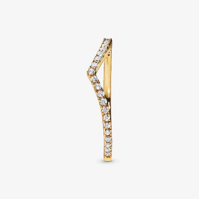 Gold Sparkling Wishbone Ring, Size 44 - Image 2