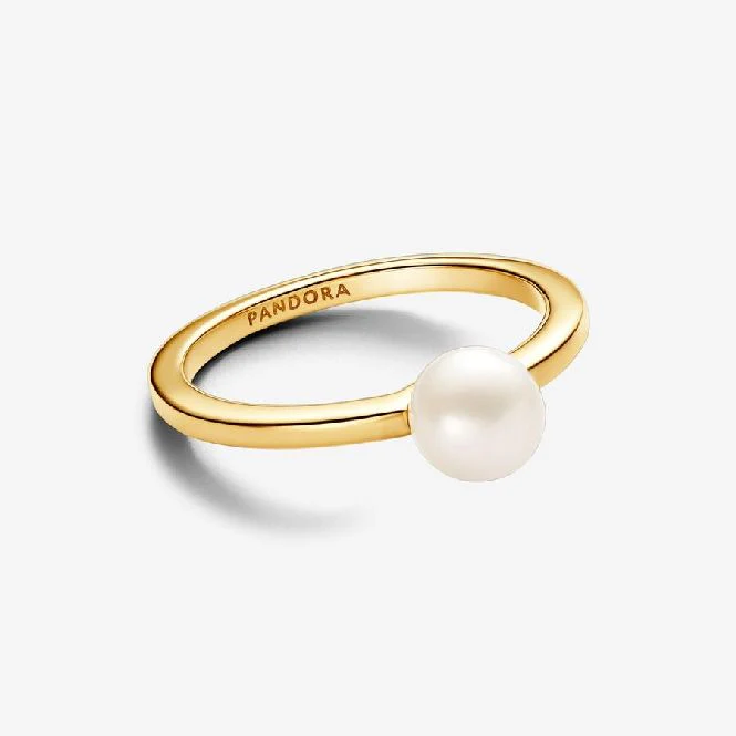 Gold Treated Freshwater Cultured Pearl Ring, Size 52 - Image 2