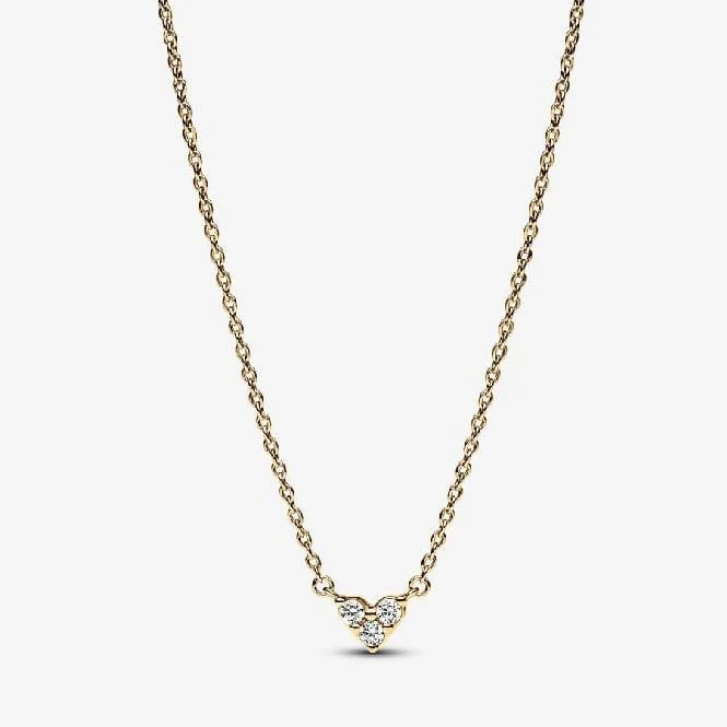 Gold Triple Stone Heart Collier Necklace, 45cm