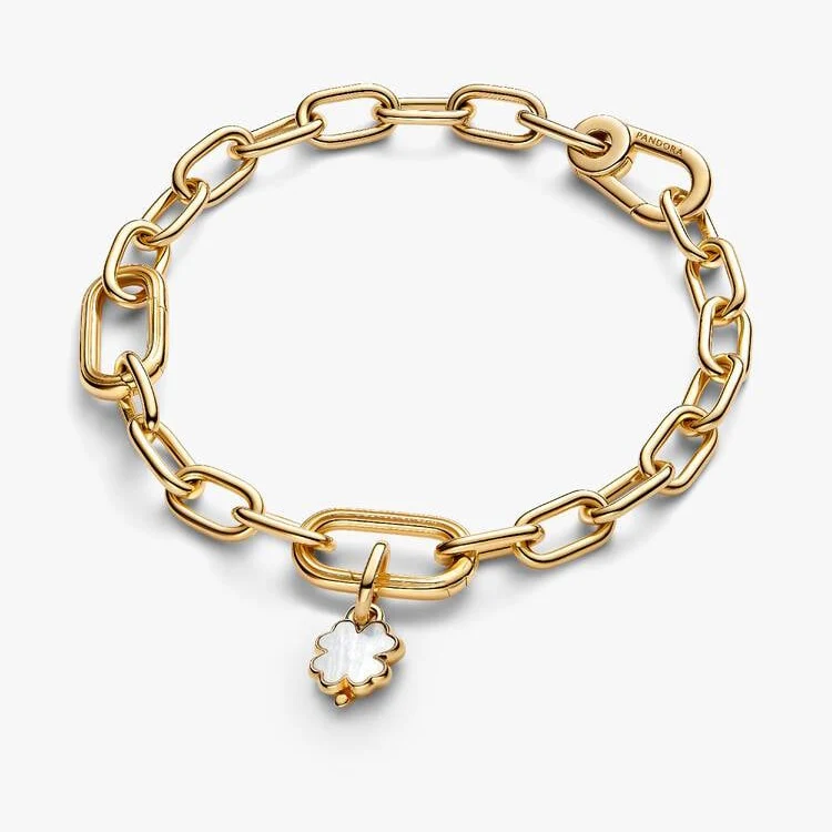 ME Gold White Lucky Clover Dangle Charms - Image 3