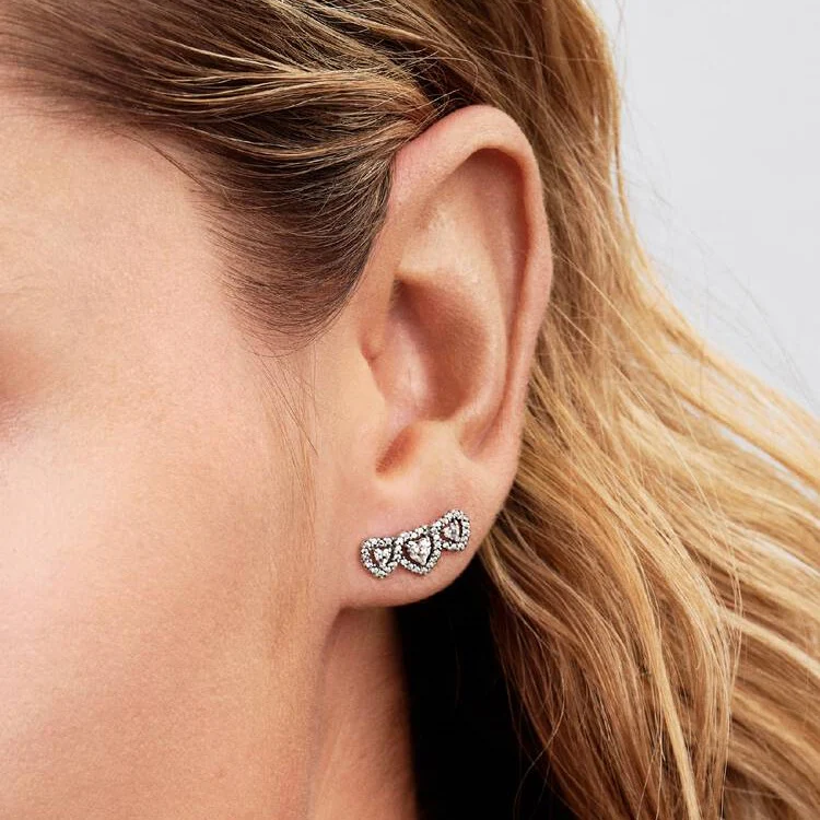 Halo Heart Trilogy Stud Earrings - Image 4