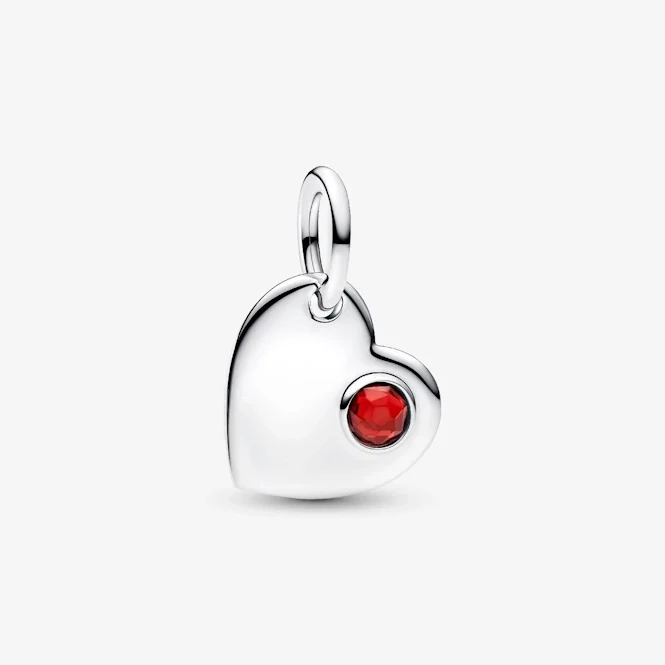 January Birthstone Engravable Heart Dangle Charms