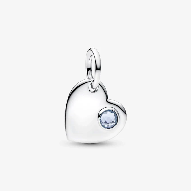 March Birthstone Engravable Heart Dangle Charms