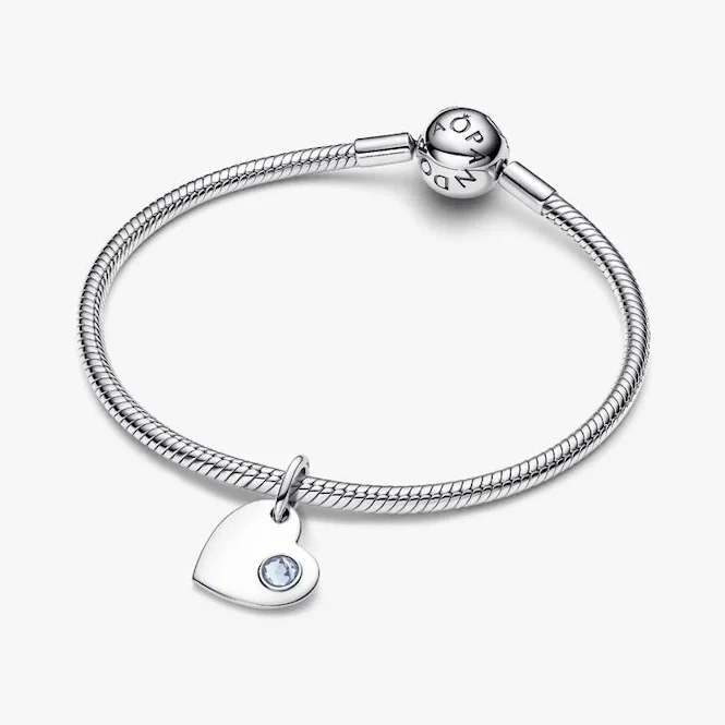 March Birthstone Engravable Heart Dangle Charms - Image 3