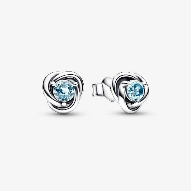 March Birthstone Eternity Circle Stud Earrings
