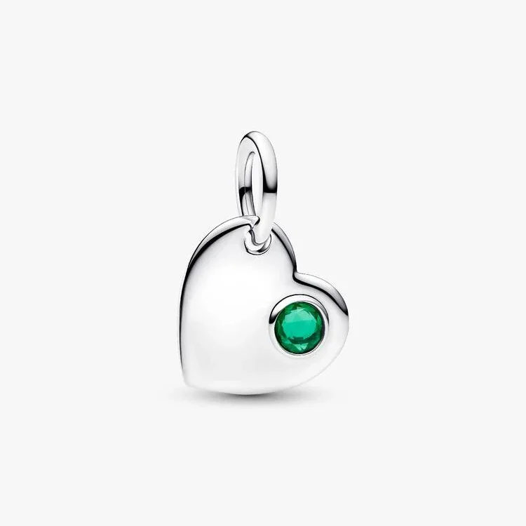 May Birthstone Engravable Heart Dangle Charms