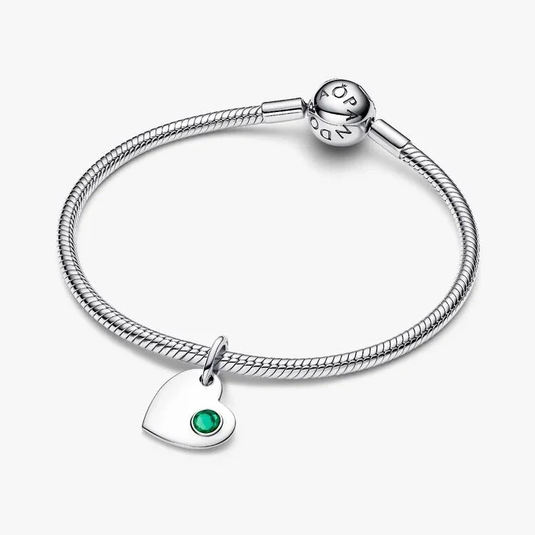 May Birthstone Engravable Heart Dangle Charms - Image 2