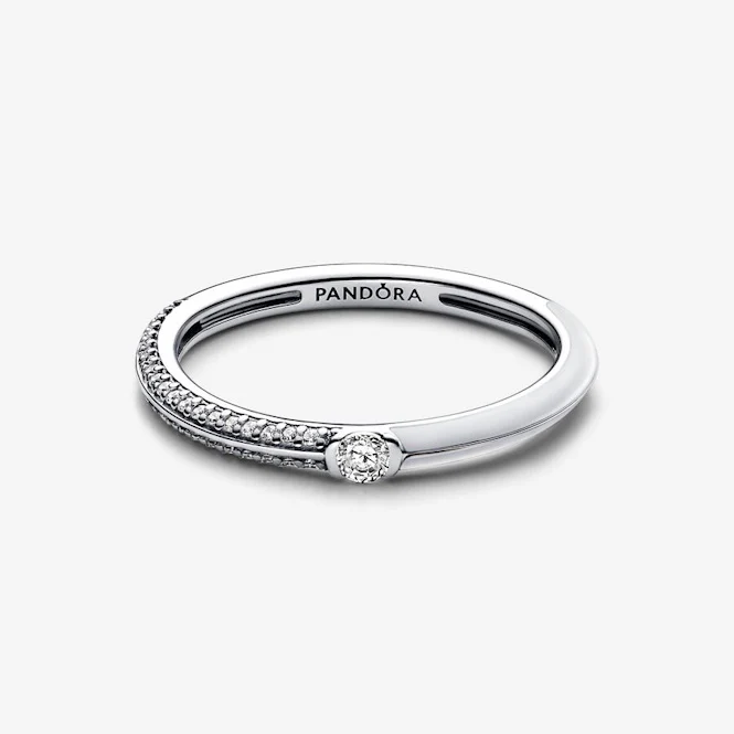 ME Pave & White Dual Ring, Size 54 - Image 2