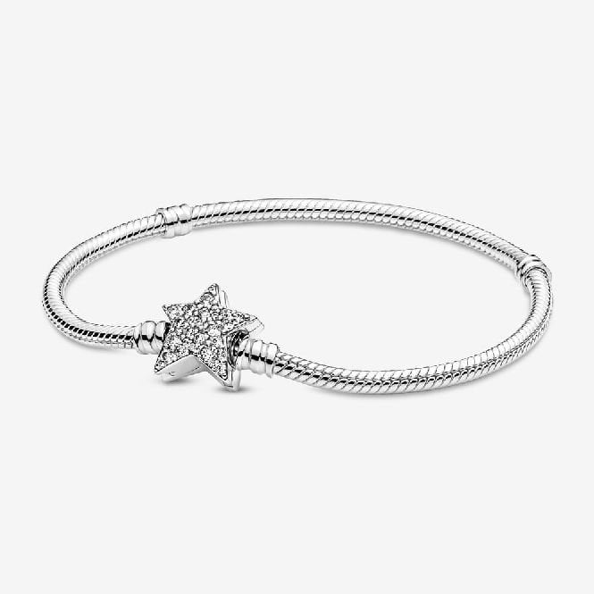 Moments Asymmetric Star Clasp Snake Chain Bracelet, 20cm