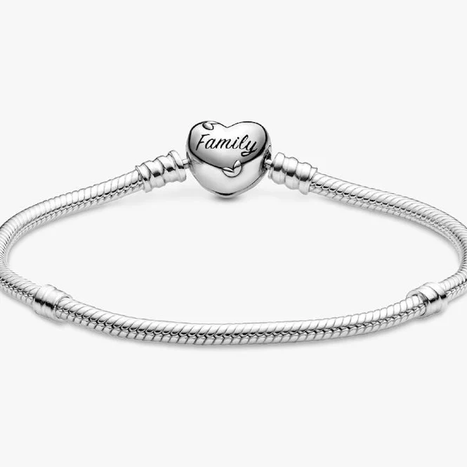Moments Family Tree Heart Clasp Snake Chain Bracelet, 16cm - Image 4