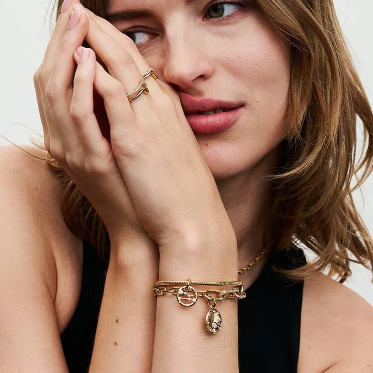 Moments Gold Snake Chain Bracelet, 17cm - Image 2