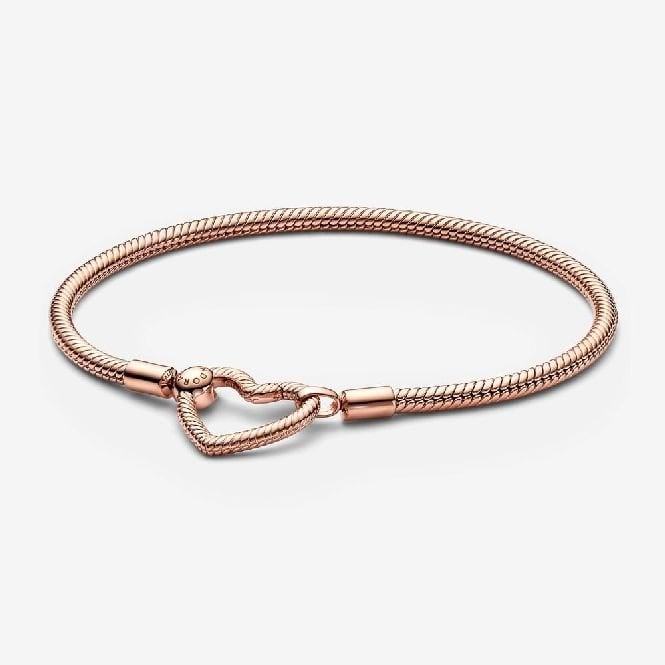 Moments Heart Closure Snake Chain Bracelet, 19cm