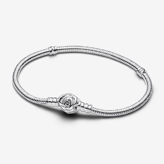 Moments Rose in Bloom Clasp Snake Chain Bracelet, 19cm