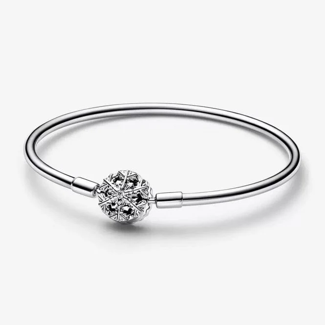 Moments Sparkling Snowflake Clasp Bangle, 17cm