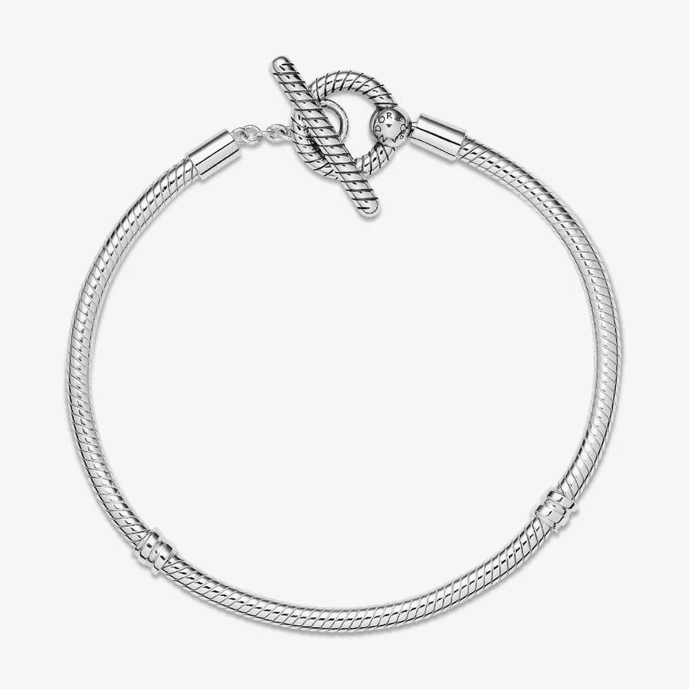 Moments T-Bar Snake Chain Bracelet, 17cm - Image 3
