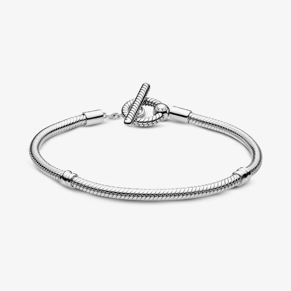 Moments T-Bar Snake Chain Bracelet, 17cm - Image 4