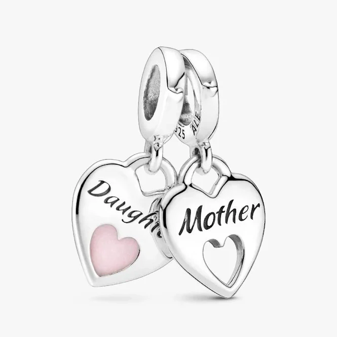 Mother & Daughter Double Heart Split Dangle Charms