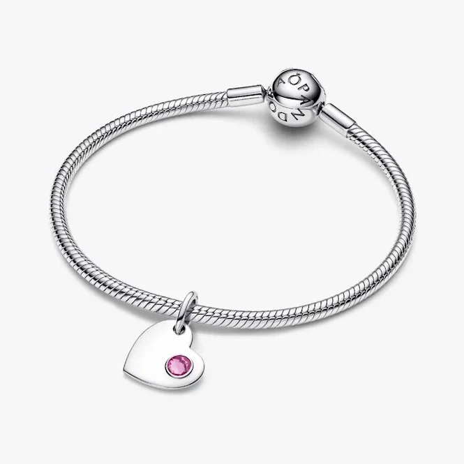 October Birthstone Engravable Heart Dangle Charms - Image 2